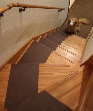 階段に滑り止めマットを敷く